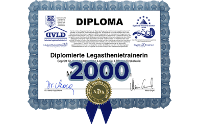 Diploma zum diplomierten Legasthenietrainer von Karin Wesner von 2000