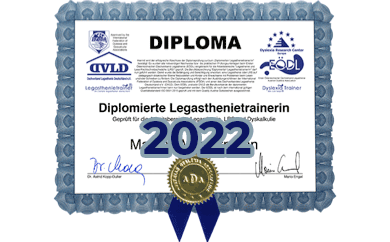 Diploma zum diplomierten Legasthenietrainer von Katrin Raffel-Zeller, BA, MA von 2022