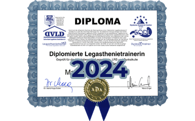 Diploma zum diplomierten Legasthenietrainer von Beatrice Lettner von 2024