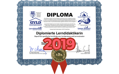 Diploma zum diplomierten Lerndidaktiker von Heidemarie Fersterer von 2019