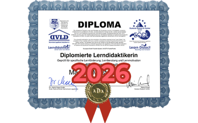 Diploma zum diplomierten Lerndidaktiker von Maria Mittelstrass von 2026 Diploma zum diplomierten Lerndidaktiker von Maria Mittelstrass von 2026