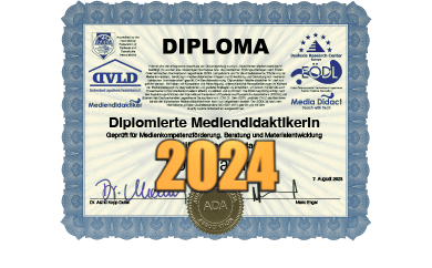 Diploma zum diplomierten Mediendidaktiker von Elisabeth Dörr von 2024