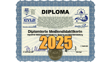 Diploma zum diplomierten Mediendidaktiker von Mirjam Raouf von 2025